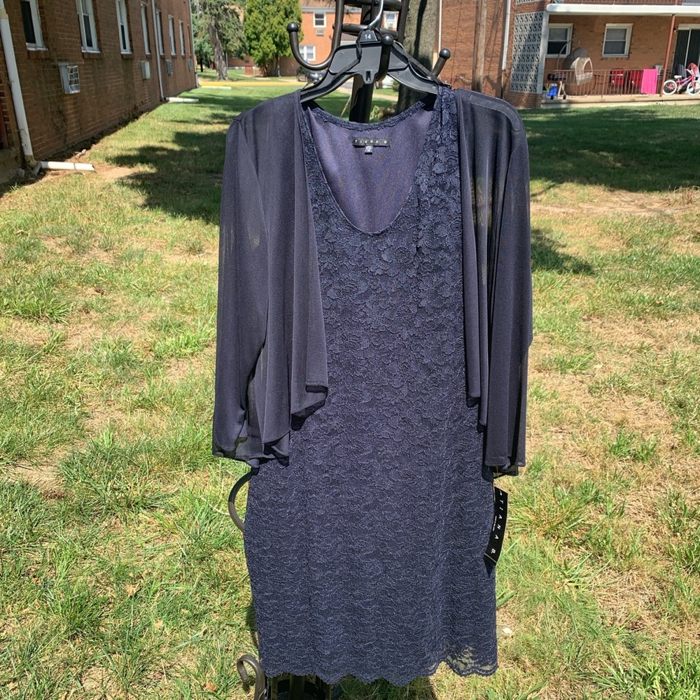 A navy blue dress